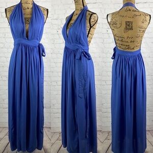 Lulus Violet Blue Halter Style Wrap Maxi